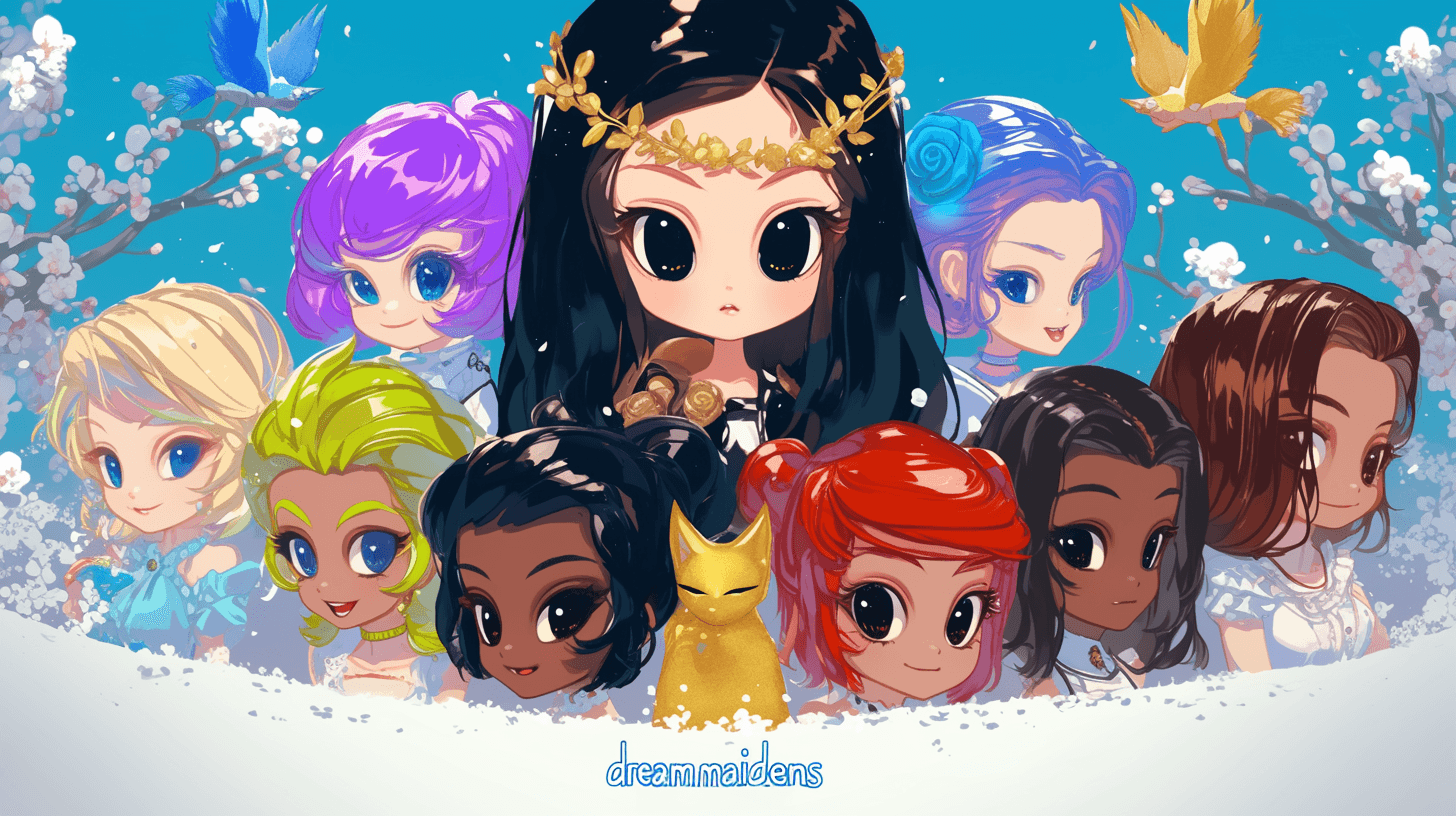 The Dream-Maidens cast on the site’s home page.