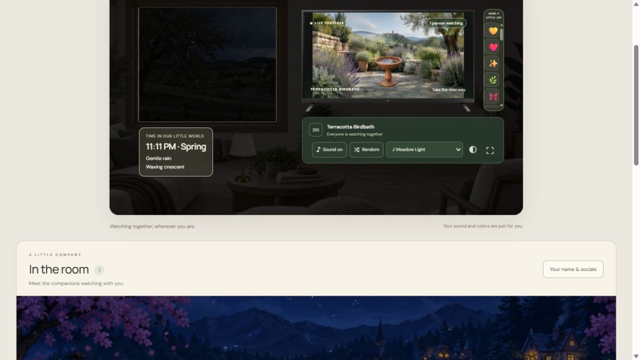 The Supergoldlands home page with its shared TV scene.