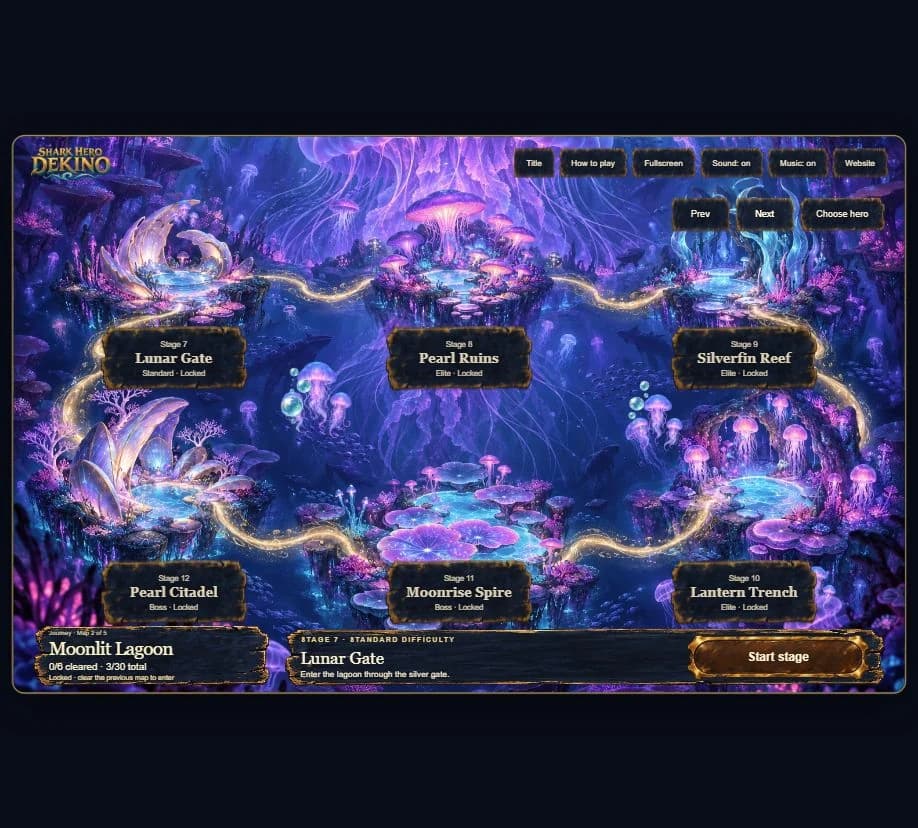 Actual Golden Clash Moonlit Lagoon journey map from the Shark Hero Dekino developer journal.