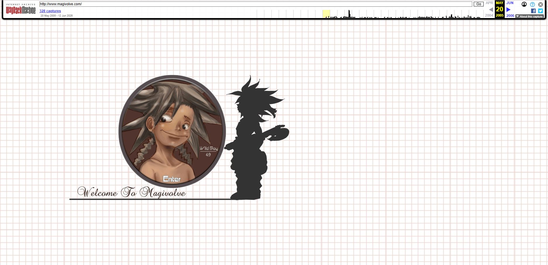 The original Magivolve entrance page replayed from the Wayback Machine’s May 20, 2005 capture.