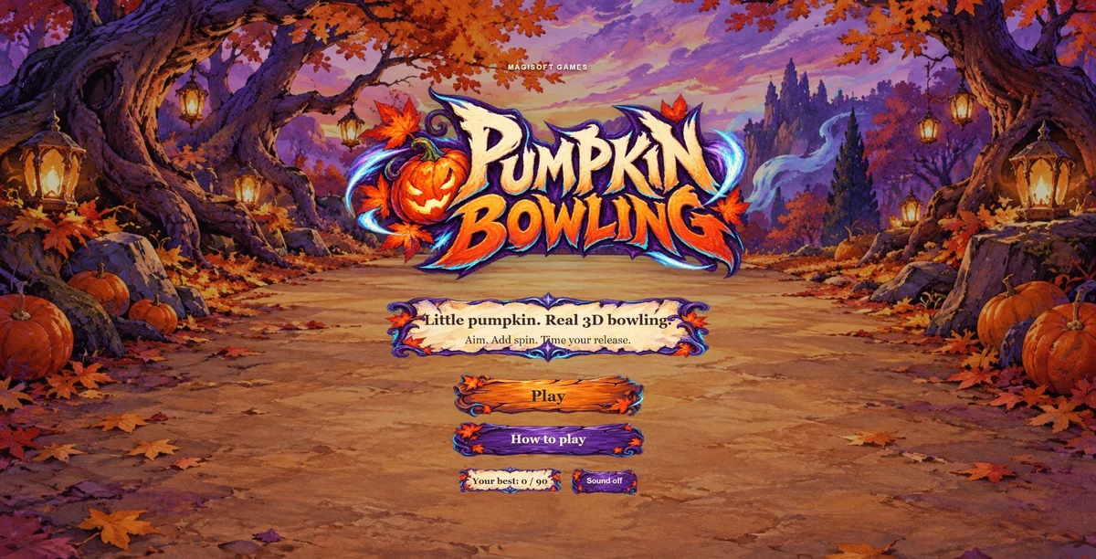Actual Pumpkin Bowling 3D illustrated menu.