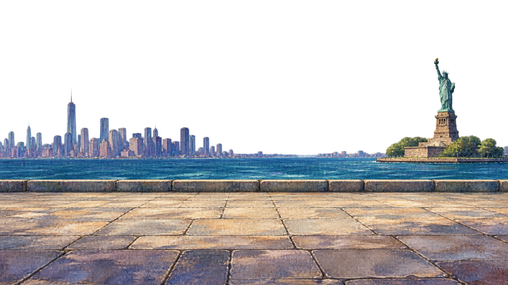 Painted Liberty Island fighting arena