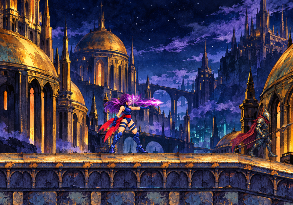 Actual gameplay showing Psylocke's painted butterfly psychic force special.