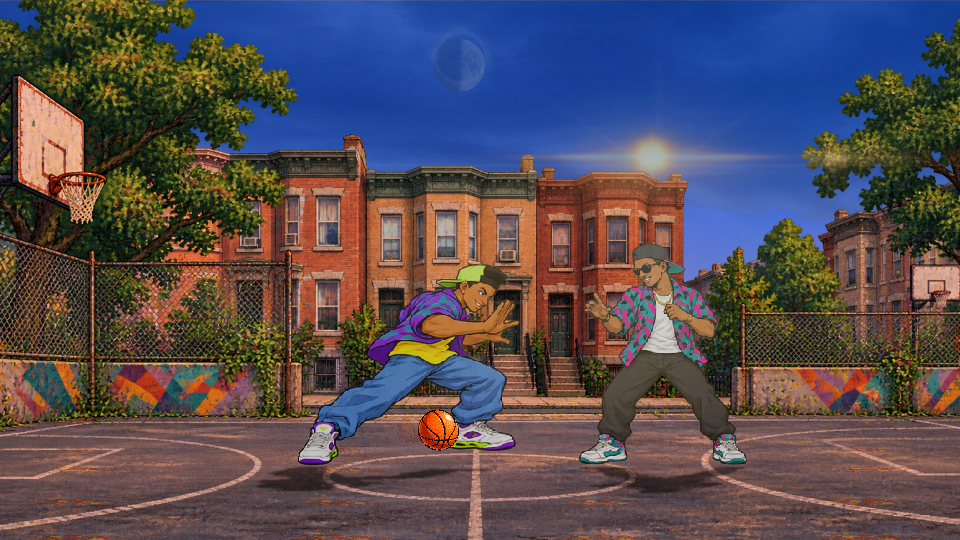 Will sends an illustrated basketball across the West Philadelphia fighting arena.